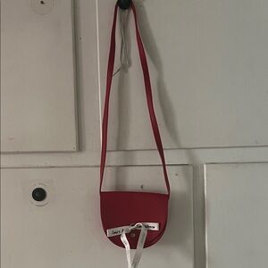 Red Crossbody Shoulder Bag with Ribbon Accent